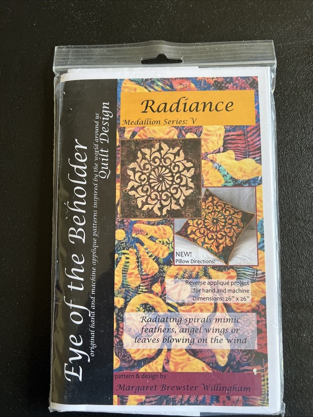 Eye of the Beholder Quilt Pattern Radiance Medallion Series Reverse Applique NEW